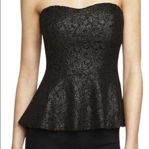 Express black and gold lace peplum top
